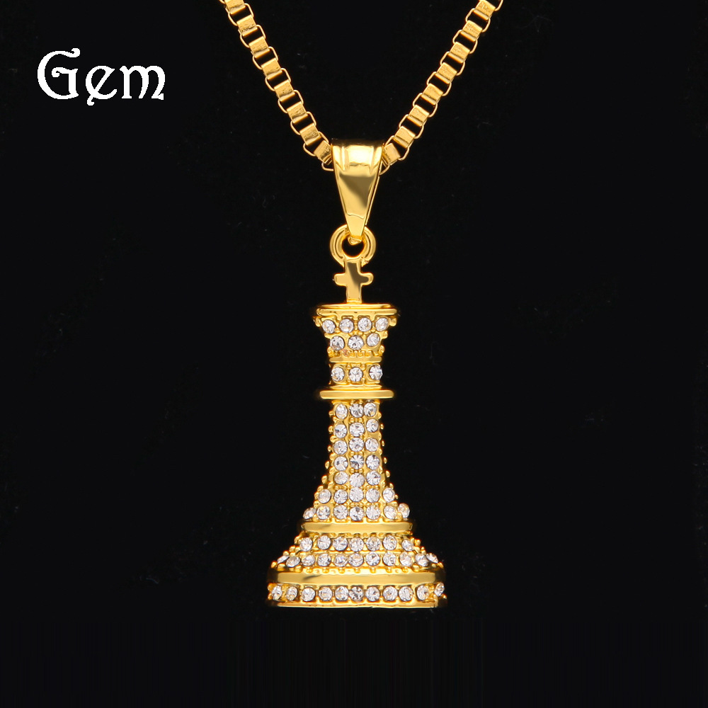 

Hip Hop Fashion Jewelry Chess Style Men's Diamond Bling Pendant