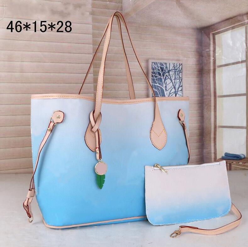 

2-piece color designer gradient handbag shoulder bag classic graffiti design high quality women large capacity