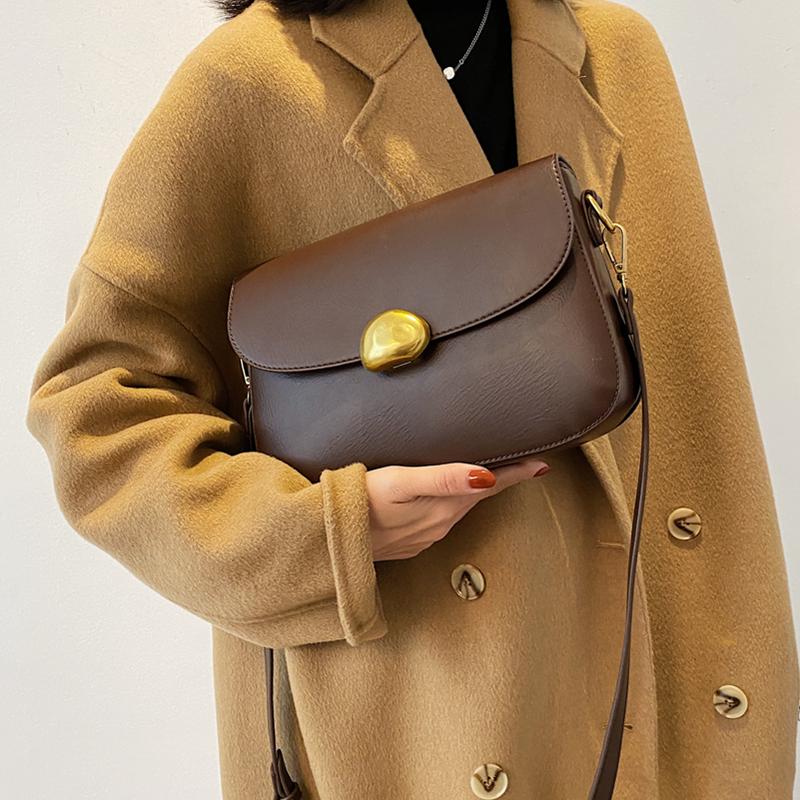 

Evening Bags Fashion Solid Color Messenger For Women Small Flap Lock Crossbody Handbag Female Vintage Leather Shoulder Bag