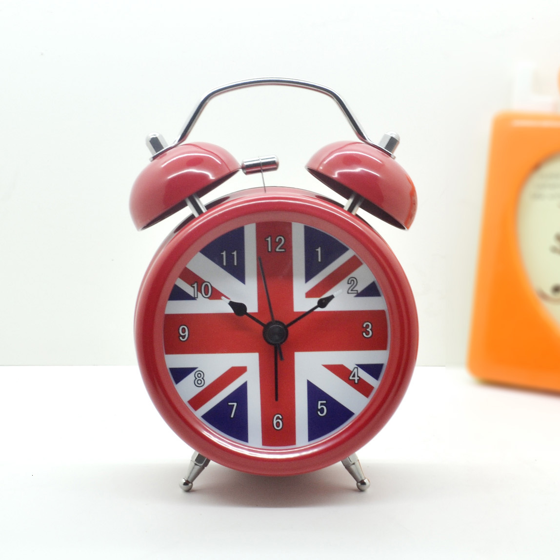 

korean 3-inch british flag bell ultra silent night light antique lazy alarm clock