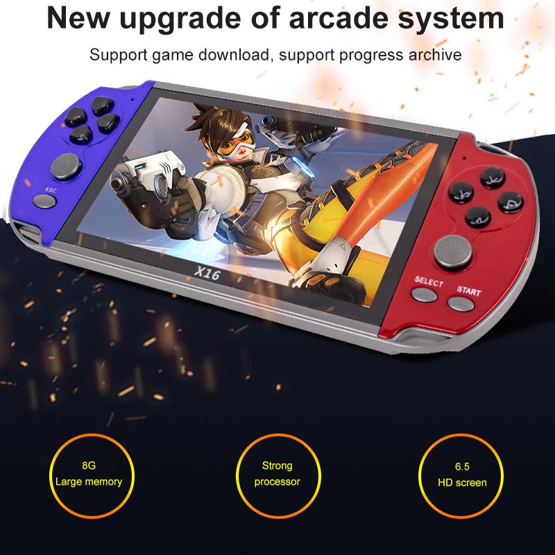 

Portable Game Players X16 6.5 Inch Handheld Consoles 6800 IN 1 Retro Video Console 8GB Player Gamepads