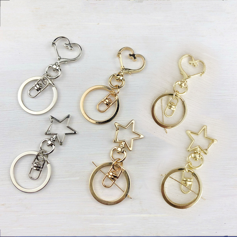 

10Pieces/Lot 3pcs star heart-shaped keychain three-piece keychain 10pcs key ring accessories gift hanging buckle