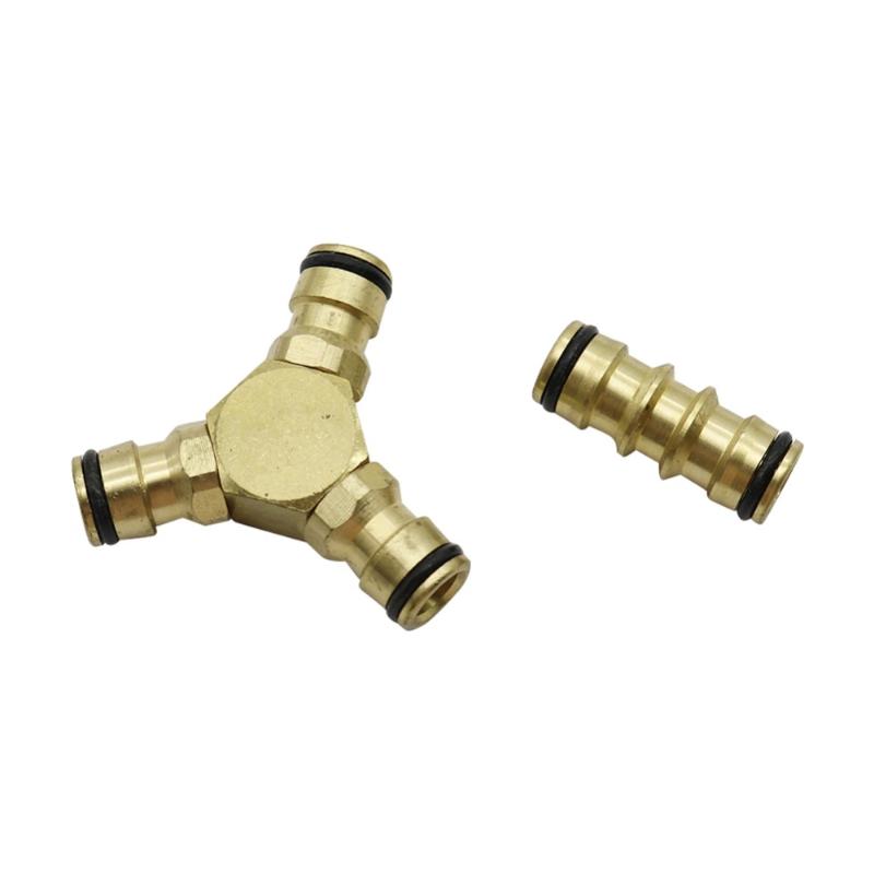 

Watering Equipments 5/8" Copper Straight Connector Three-way Quick Connectors Garden Water Connection Supplies Gardening Car Wash Irrigation, Brass