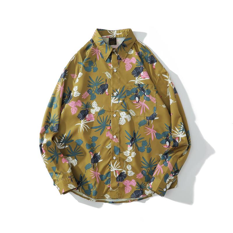 

Men's Casual Shirts Rk438 Fashion 2021 Runway Luxury European Design Party Style Clothing, Khaki