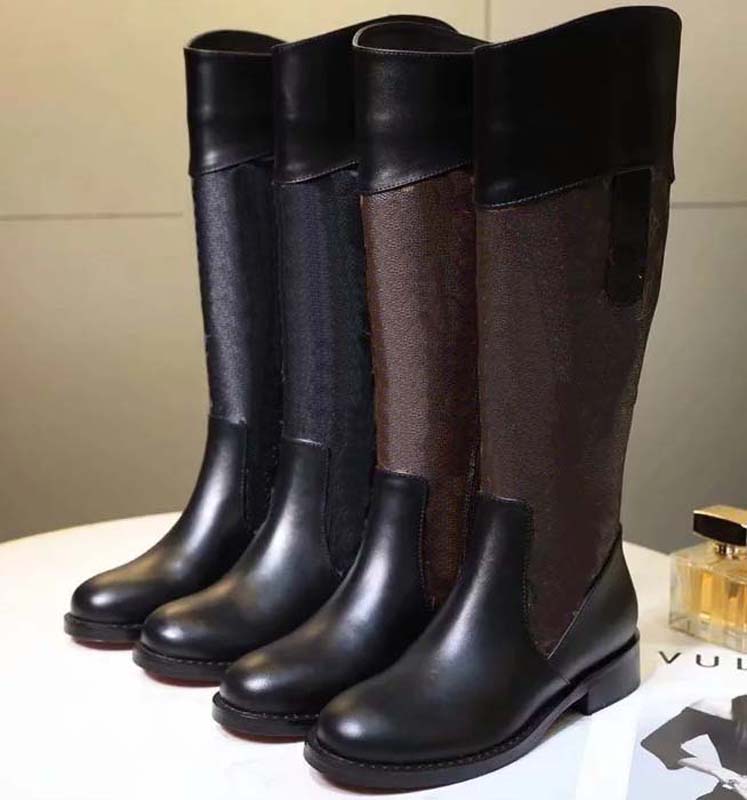 

2021 Classic Fashion Designer over Knee Boots Cowskin head women long Boots female martin casual wild non slip leather women boots, Box