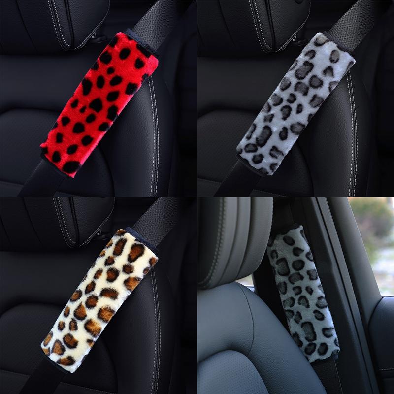 

Safety Belts & Accessories Leopard Print Car Seat Belt Cover Plush Shoulder Protect Comfortable Decor Strap Pad