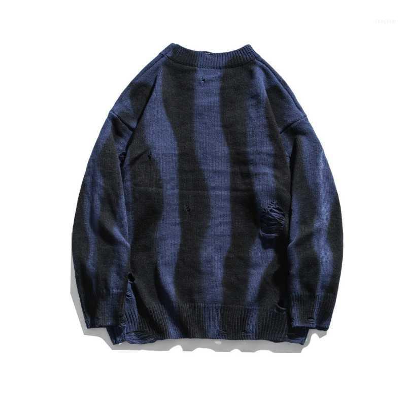 

Autumn And Spring Men's Sweater Hole Zebra Pattern Fashion Casual Pullover Round Neck Personality Loose Long-sleeved Knitted Top1, Red