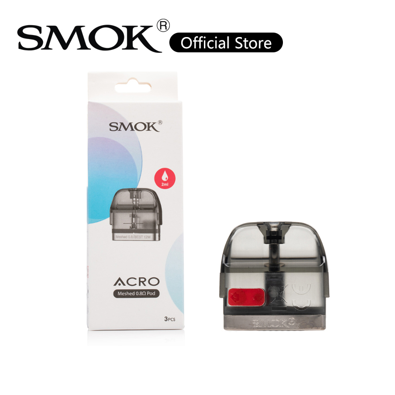 

SMOK Acro Pod 2ml Cartridge with 0.8ohm Mesh Coil DC 0.6ohm For Acro Pod Kit Side Fill System Vape Device 100% Original
