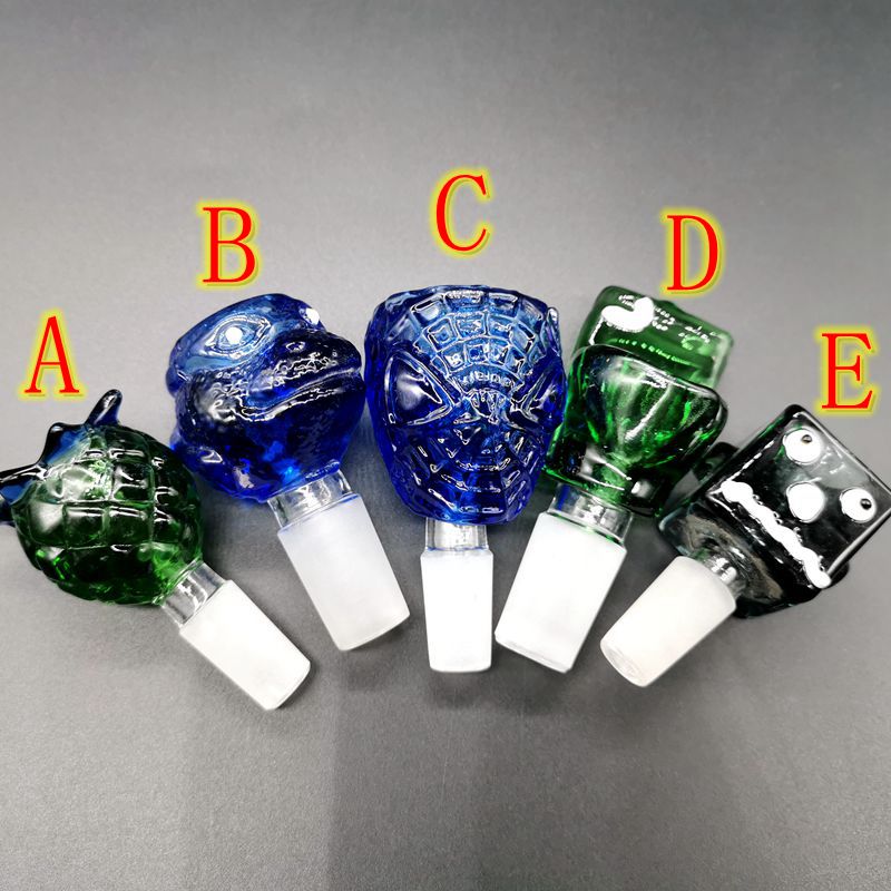 

Thick Pyrex Hookahs Glass Animal Bowl Bong with 14mm 18mm Male Green Blue Snake Octopus Crocodile Herb Tobacco for Water Pipes