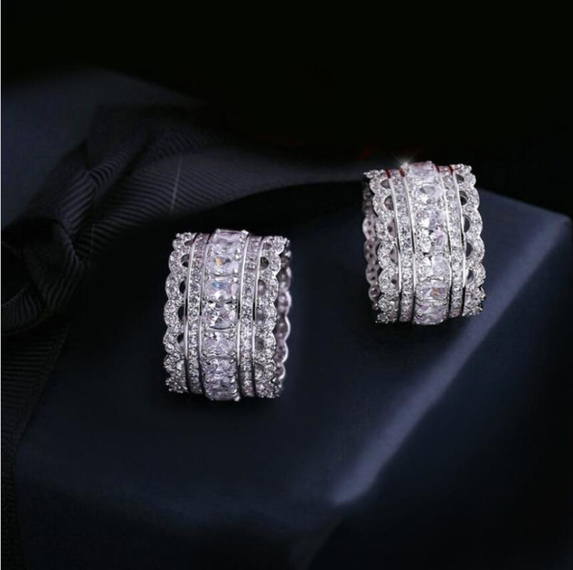 

Cluster Rings Luxury Women's Fashion Jewelry 925 Sterling Silver Oval Cut White Topaz CZ Diamond Lace Women Wedding Engagement Band Ring, Golden;silver