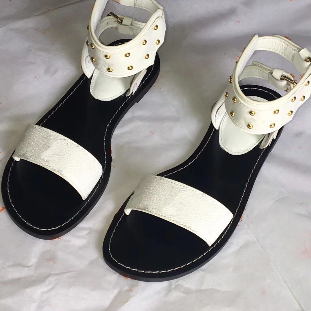 

Classic Womens Summer Slippers Sandal Striking Gladiator Leather Outsole Flat Chain Slipper Slides Canvas Plain Sandals Shoes SIZE34-46