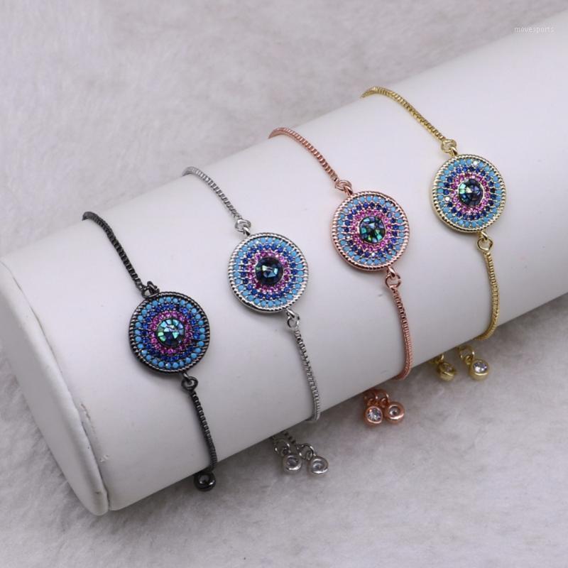 

Charm Bracelets Wholesale Jewelry Bracelet Micro Pave Abalone Cute Tiny Hamsa Charms Metal Chain Fashion Gift For Lady 35831
