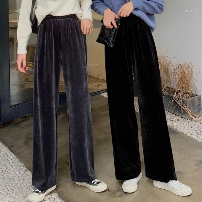 

Women's Pants & Capris Women Velvet Wide-leg 2021 Autumn Winter High-waist Straight-leg Trousers Loose Drape Casual Mopping, Black;white