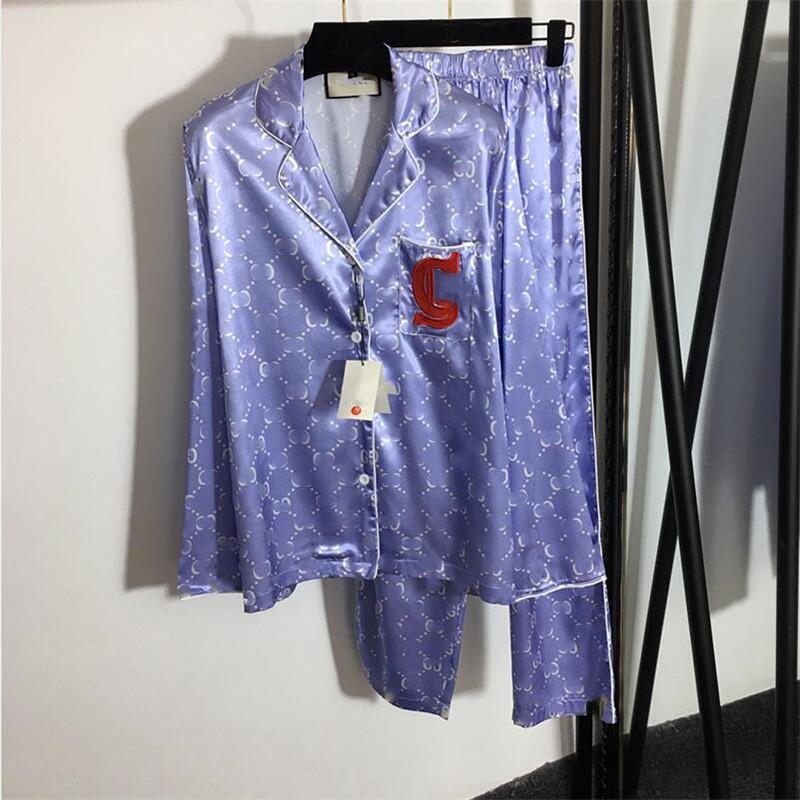 

luxury silk women sleepwear fashion letter print lady pajamas set birthday gift for girls brand nightwear, Black;red