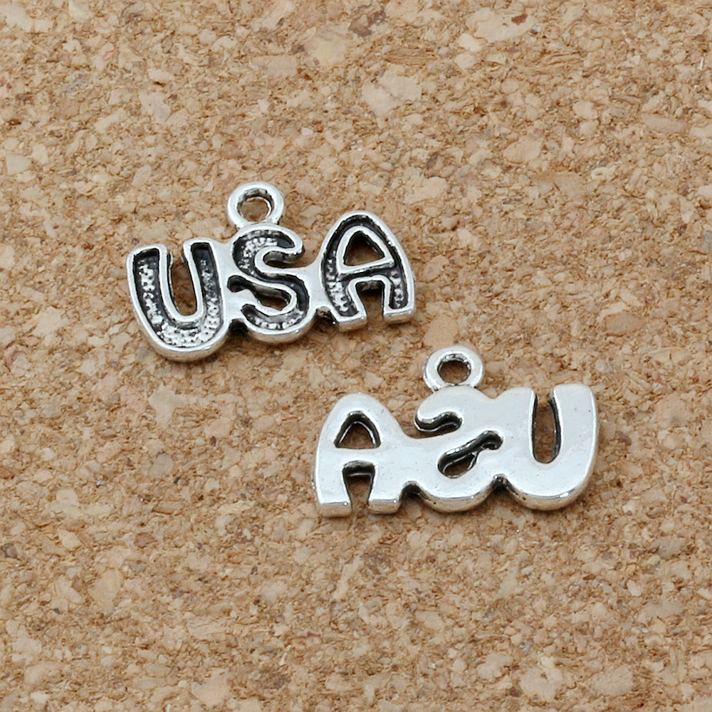 

200Pcs/lot Antique Silver USA Charms Pendants For Jewelry Making, Earrings, Necklace DIY Accessories 10.5 x15.5mm A-169