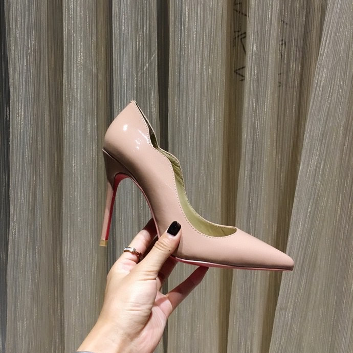 

Classic Mid heeled boat shoes Designer leather Occupation high heels Shoes Round head Metal Button woman Dress shoes Large, 01