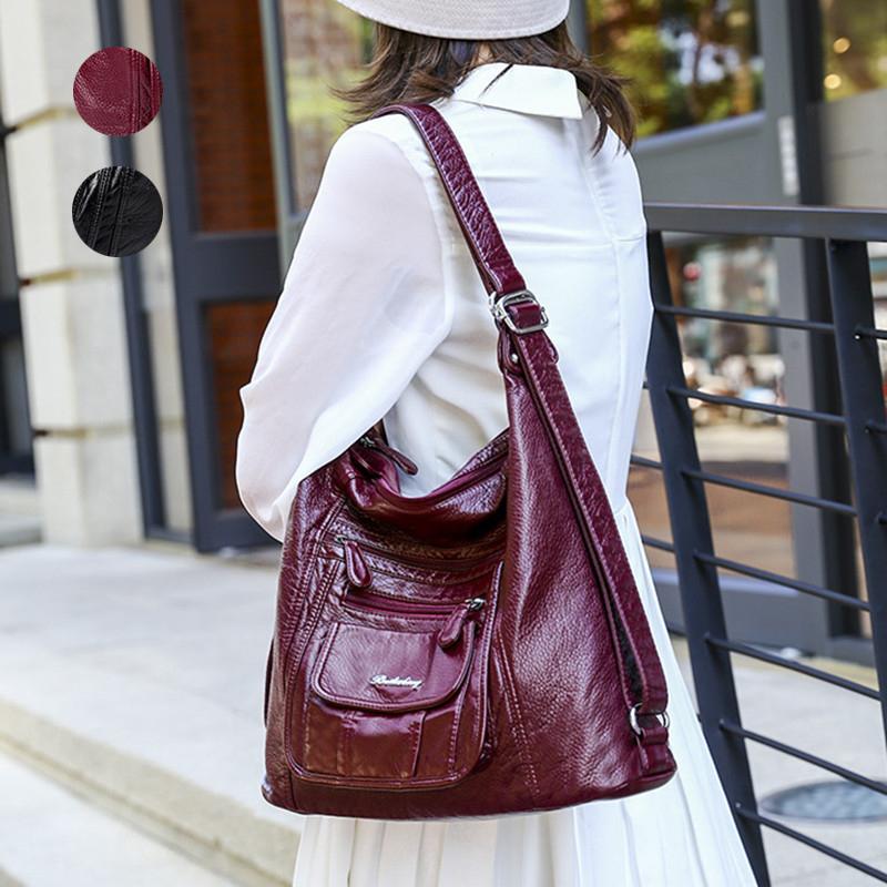 

Causal Bags For Women Travel Portable Handbags Lady Soft Leather Large Capacity Shoulder Crossbody Drop Totes, Black