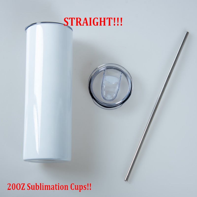US STOCK Ship 20oz Straight Sublimation Tumbler Blank Stainless Steel Tumbler DIY Straight Cups Vacuum Insulated 600ml Car Tumbler Coffee Mugs FM-image-663292506