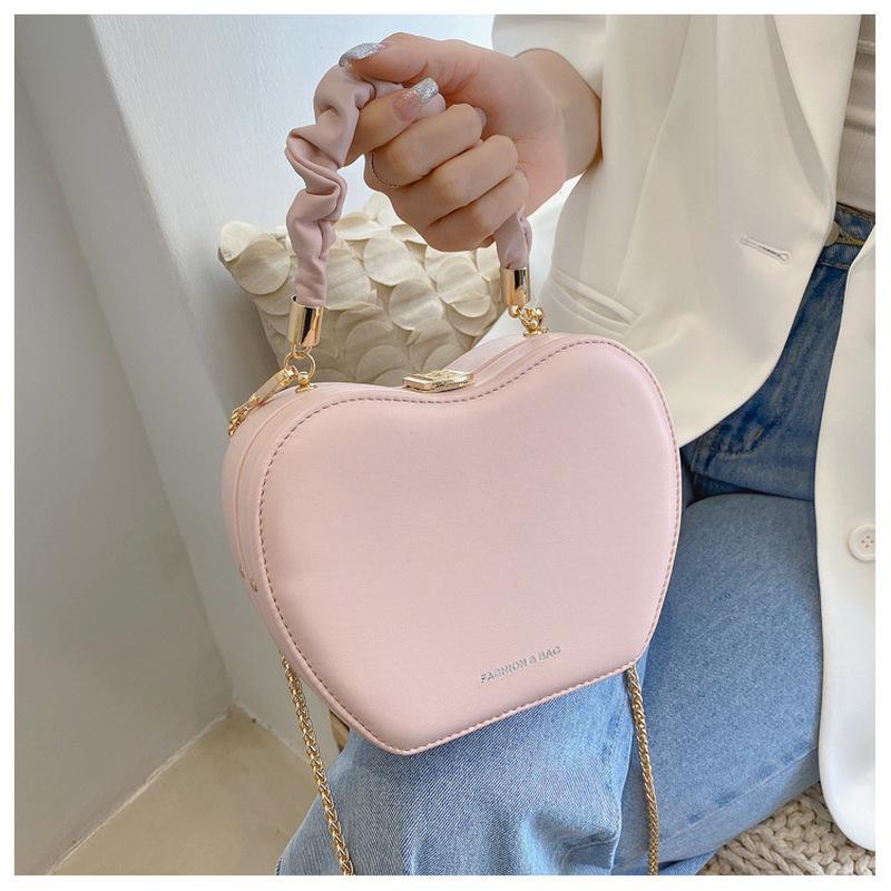 

Fashion Solid Color Net Red Personality Cute Girl Bag Trendy Chain One-shoulder Diagonal Handbag Shoulder Bags, Black