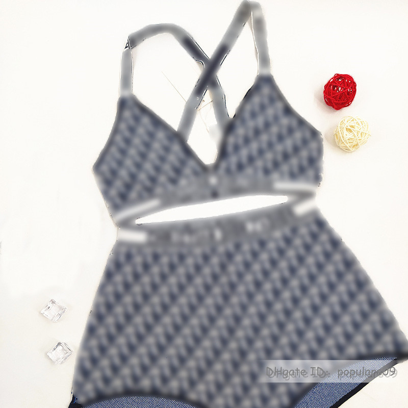 

Luxury Knitted Bikini Set Letter Printed Bathing Suit Women Bra Underwear Summer Beach Swimsuit For Holiday, Red