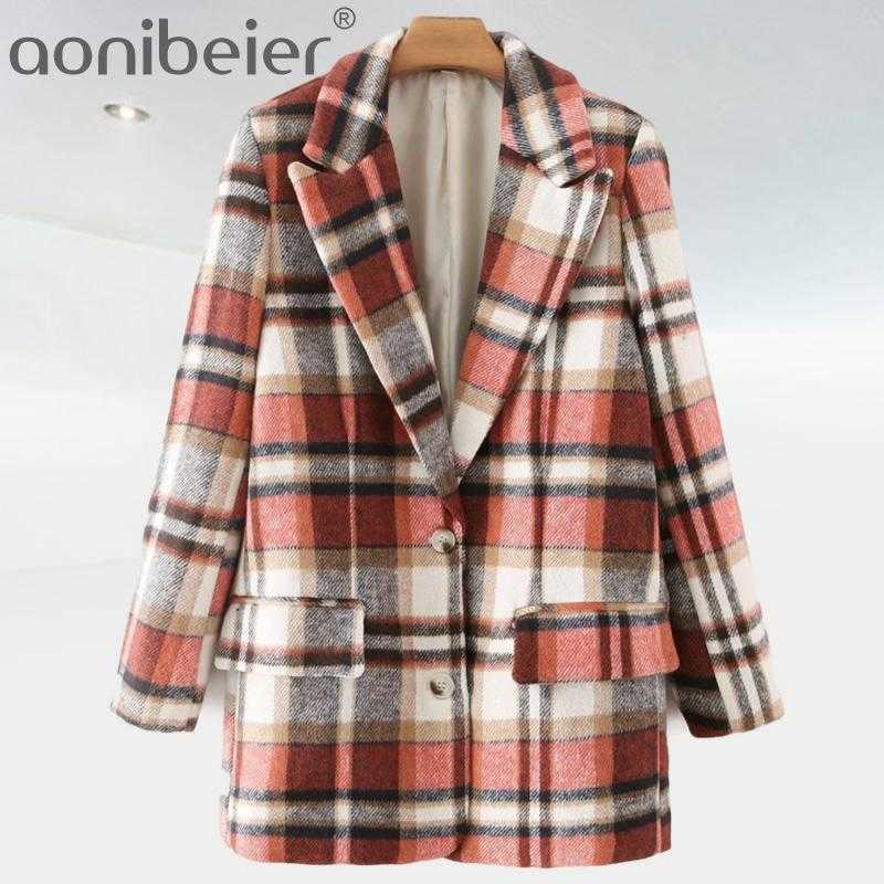 

Vintage Woman Red Plaid Base Blazer Coat Spring Office Ladies Soft Button Outwear Female Casual Pocket Jackets 210604