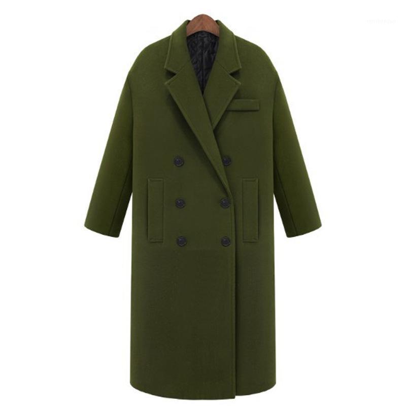 

Women' Wool & Blends Savabien Long Coats Winter Women Double Breasted Coat Elegant Vintage Korean Thick Warm Woolen Army Green Jacket, Gray