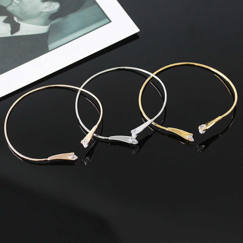 

Trendy Jewelry Bangles for Woman Girls Sparkling Double Crystal Adjustable Open Cuff Bracelets Best Gifts for the New Year Q0719