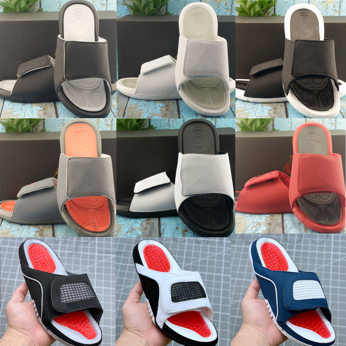 

jumpman 6 slippers sandals hydro iv 6s 13 slides black men beach sandal 13s xi six vi shoes outdoor sneakers size 36-46, Good slippers