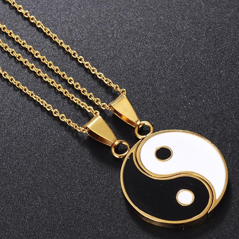 

Pendant Necklaces 1Pair Friends Couple Yin Yang Necklace Stitching Gossip Choker Jewelry BFF Valentine Friendship Gift Bijoux 2022, Silver