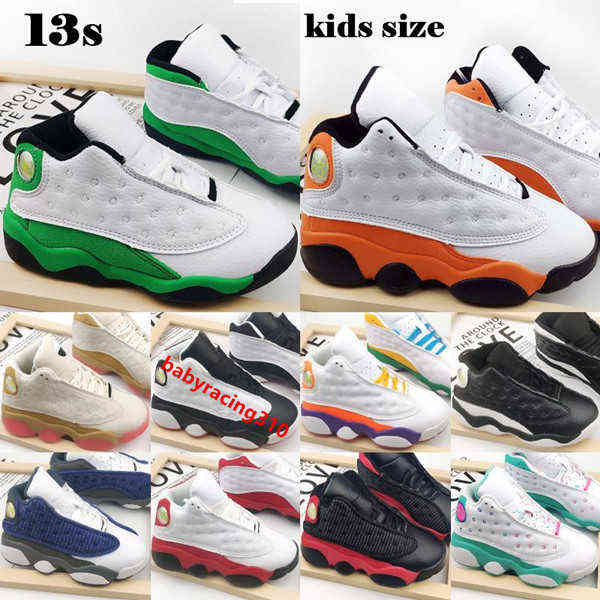 

Jumpman 13 Kids Basketball Shoes 2021 White Lucky Green Starfish CNY He Got Game Chicago Babys Toddler Children Outdoor Sneakers Size 22-35, #10 white soar green pink