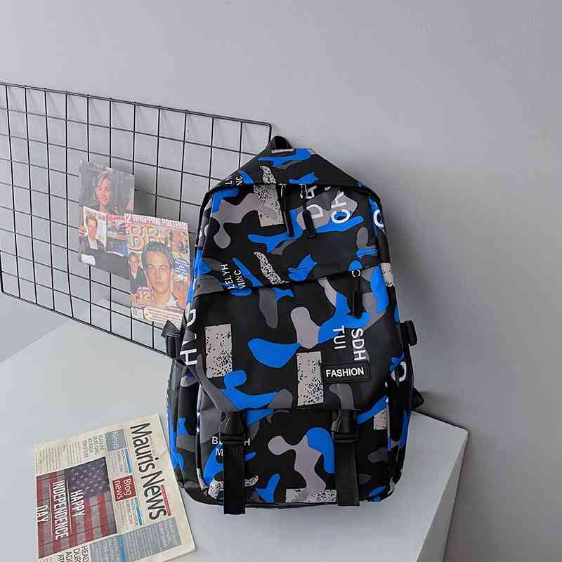 

Student schoolbag male 2021 Korean version new high-capacity camouflage printed backpack for junior high school students, Red