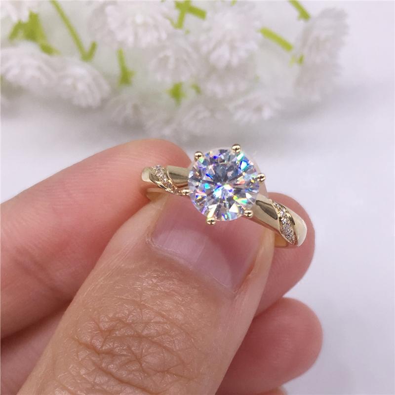 

Cluster Rings Pure 18K Rose Gold 1ct 2ct 3ct Classic Round Cut Moissanite Ring Diamond Jewelry Wedding Engagement, Golden;silver
