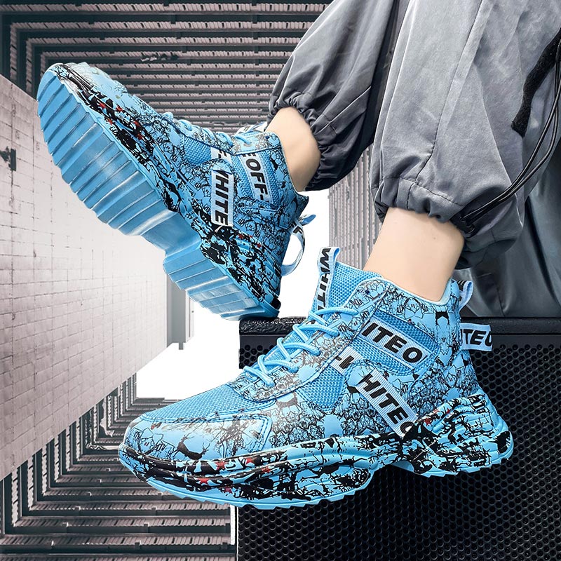 

mens womens running shoes black white blue green gray -64 graffiti comfortable breathable fashion trainers sports sneakers outdoor size 39-4