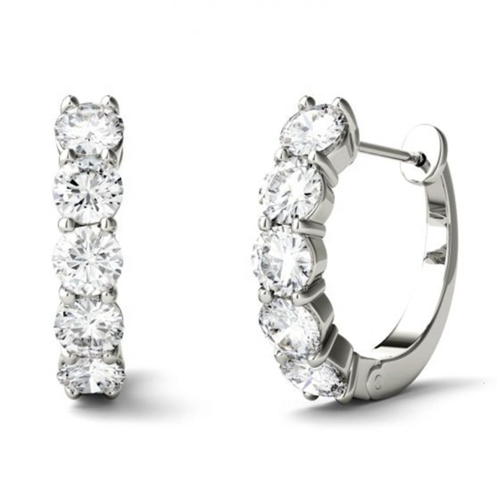 

Women Fashion Daily Wear Huggi 925 Sterling Sier Prong Set Vvs Colorls White Moissanite Hoop Earring, Golden