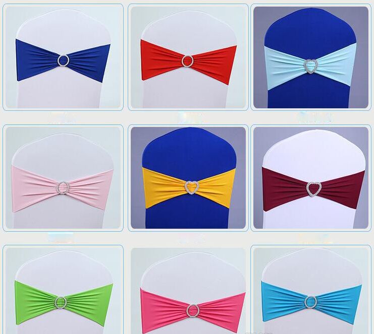 

Wedding Chair Cover Sashes Elastic Spandex Band Bow With Buckle for Weddings Event Party Accessories