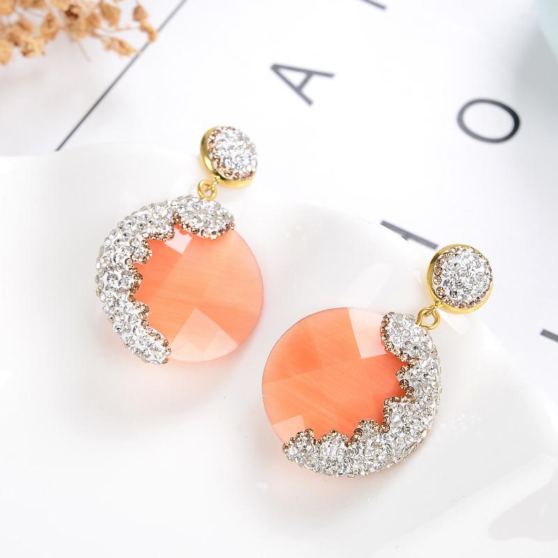

Dangle & Chandelier 9 Color Luxury Women Earrings 2021 Round Handmade Inlay Cubic Zircon Christmas Earring Female Statement Jewelry Wedding, Silver