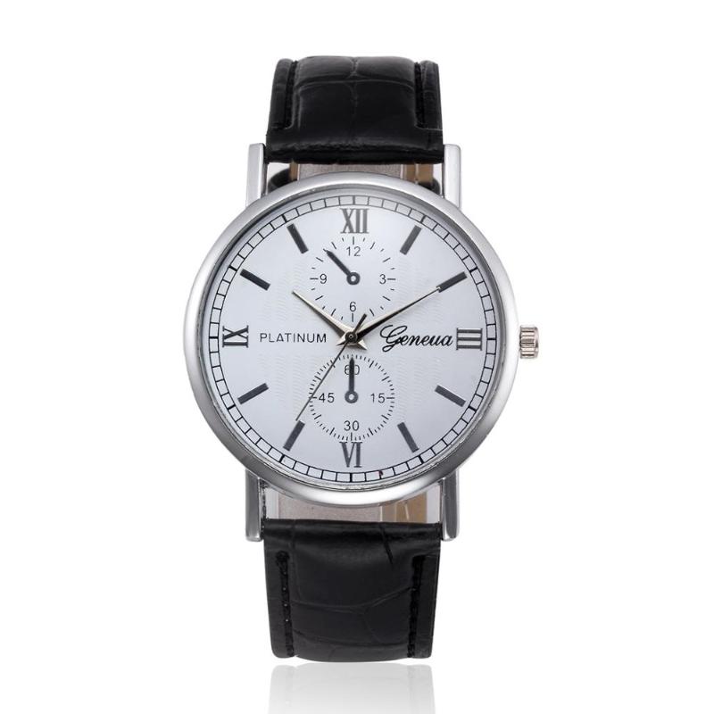

Wristwatches Geneva Roman Numerals Fake Eyes Men's Watch Fashion Belt Casual Business Clock Brand Quartz Relogio Masculino, Gold white brown