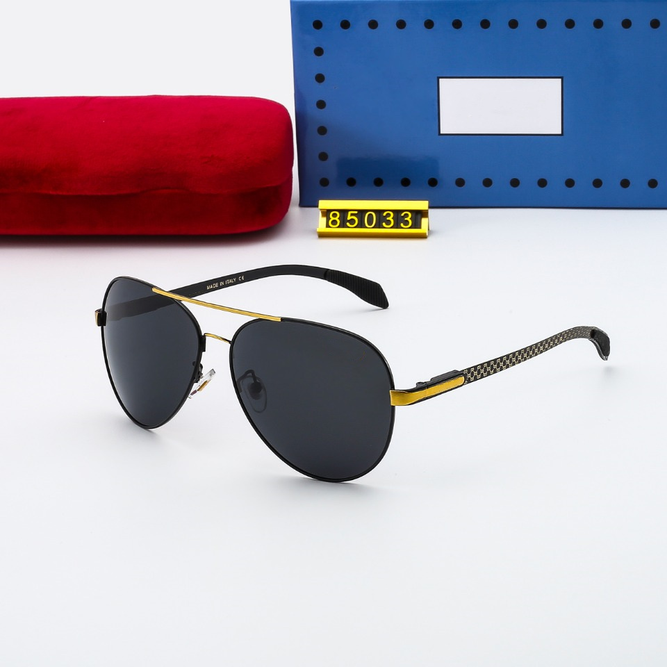 

2021 Luxury design Brands Polarized Sun glasses Men Women Pilot Sunglasses UV400 Eyewear Glass Metal Frame Polaroid Lens 85033 With Box Case