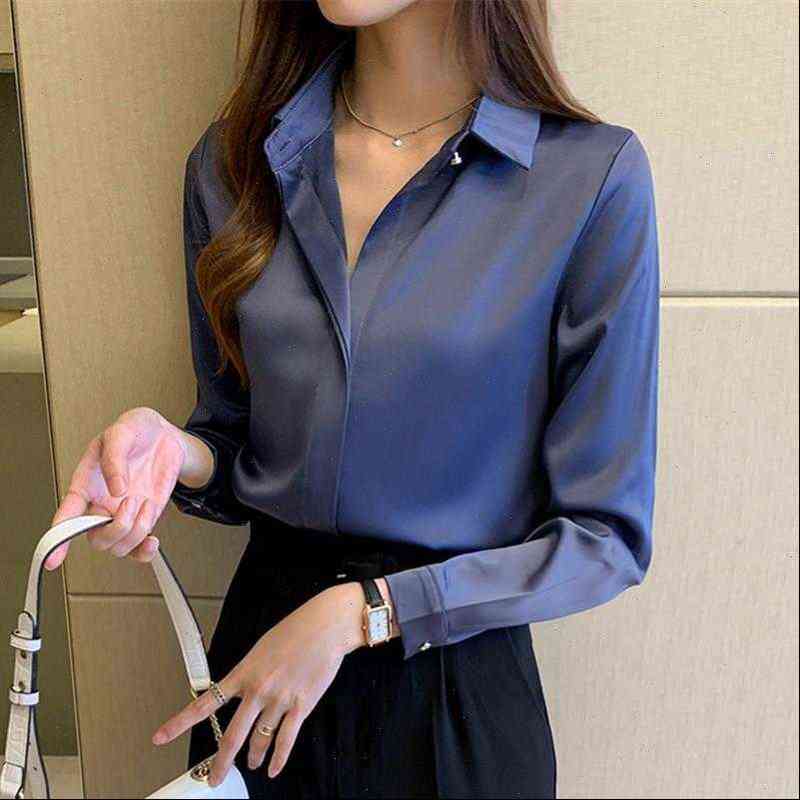

silk shirts women shirt white long sleeve blouse office lady satin plus size woman basic top