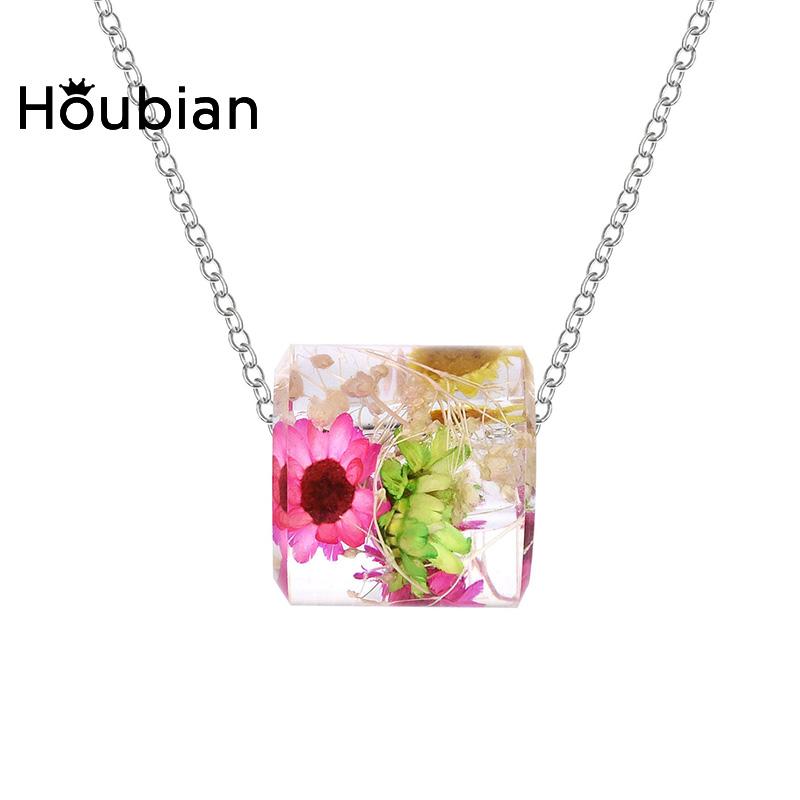 

HouBian 2021 Resin Flower Necklace With Crystal Pendant AB Jewelry Trade Group Chokers