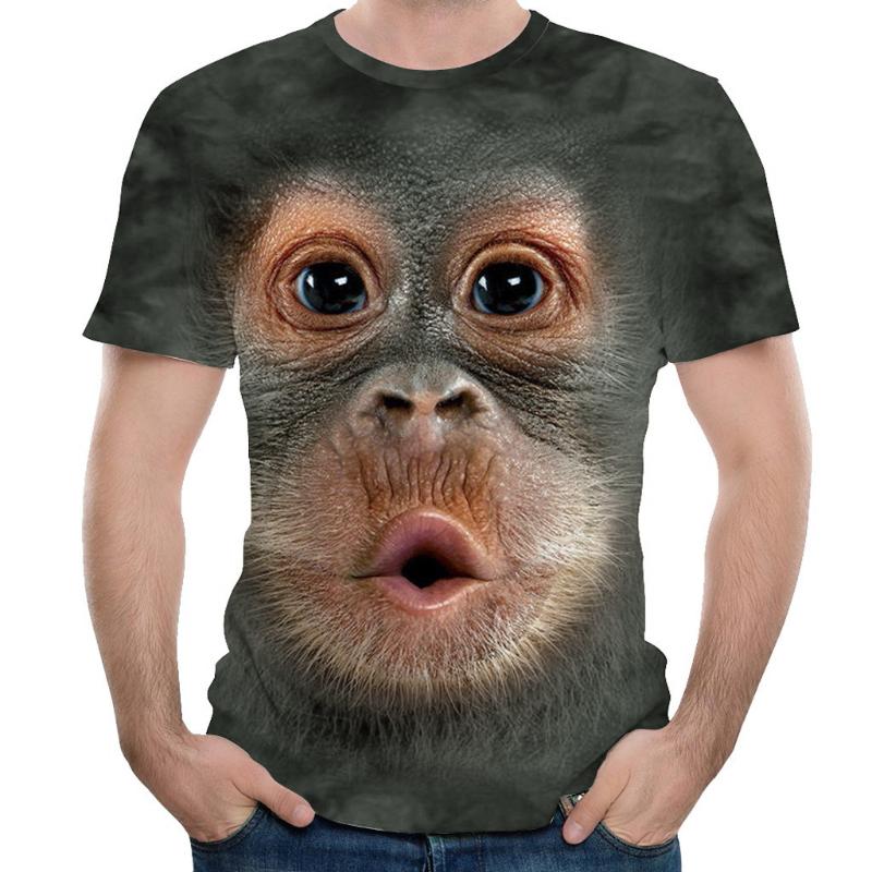 

Men's T-Shirts Summer T-shirt Funny Animal Weird Orangutan 3D Printing Short-sleeved Shirt High-quality Plus Size Top Clothing, Black