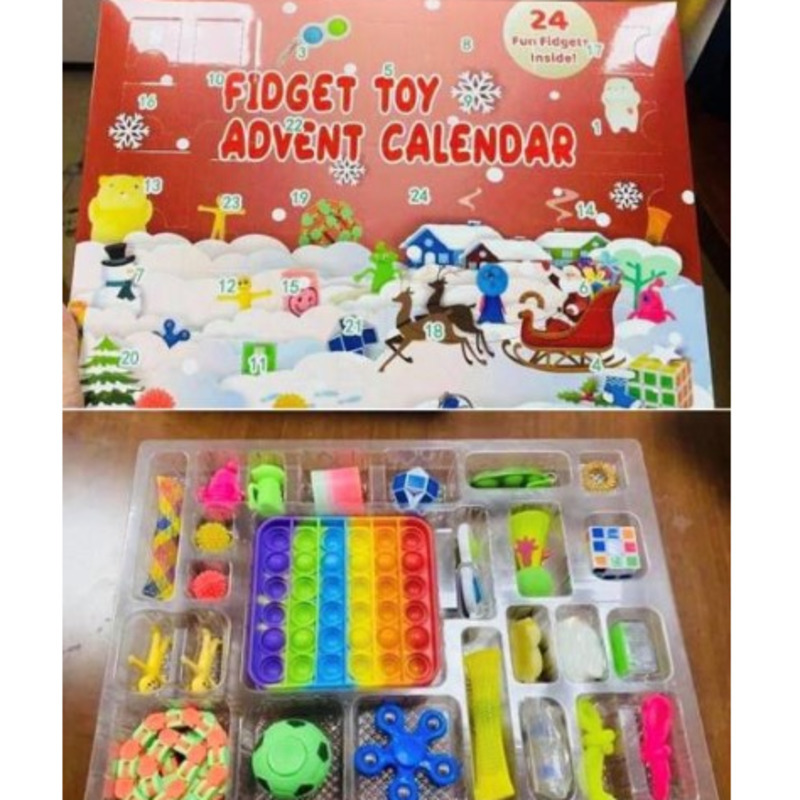 

50%off Fidget Advent Calendars Christmas 24 Days Countdown Blind Mystery Box Sensory Finger Toys Lucky Boxes Kids Push Popper ottie, As show