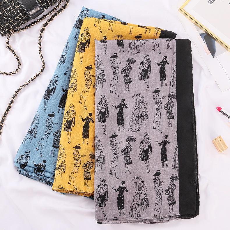 

Scarves 2021 Lady Print Shawls Soft Trendy Scarf Wrap Hijab Muffler 3 Color