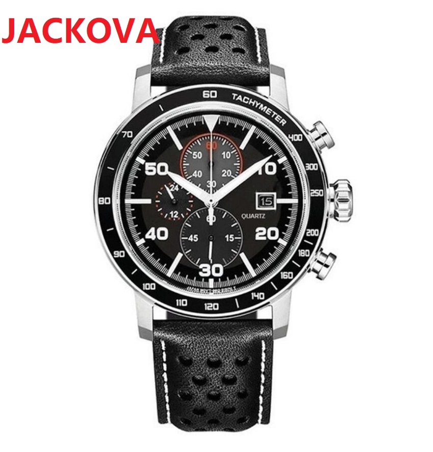 

Montre De Luxe quartz fashion mens watches 43mm auto date men dress designer watch hole leather Popular Casual Fashion male gifts wristwatch clock table, As pic