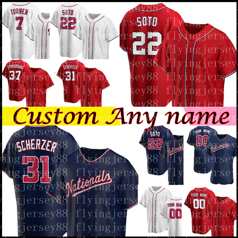

Washington 22 Juan Soto Jersey Max Scherzer Trea Turner Anthony Rendon Stephen Strasburg Adam Eaton Howie Kendrick Custom Baseball Jerseys, Cool base {guoming}