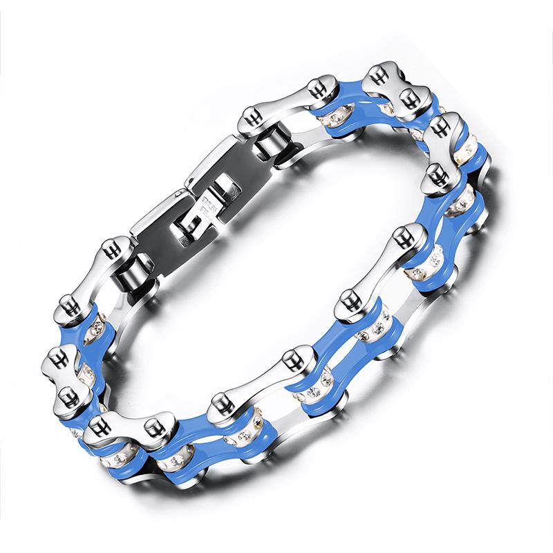Link, Chain 2021 Korean Version Of Stainless Steel Inter-adhesive Drill Bike Personality And Fashion Bracelet Suitable For Men-image-719427818
