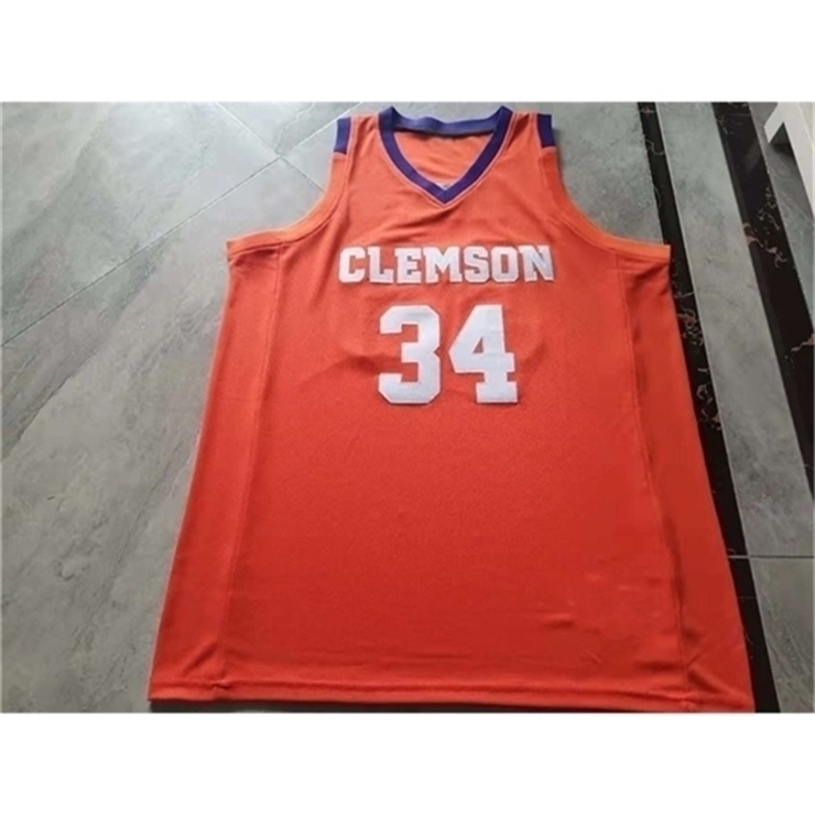 

37403740rare Basketball Jersey Men Youth women Vintage blue #34 Lyles Davis Clemson Tigers High School Size S-5XL custom any name or number, Orange men s-4xl