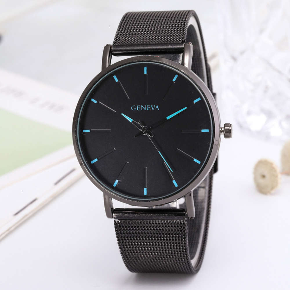 

Wristwatches dial fashion sports leisure big student quartz high grade luxury men's business net band watch GCCO, Picture color 1