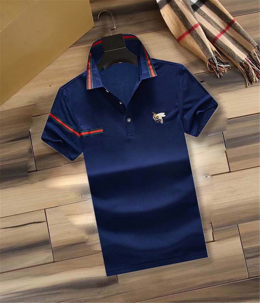 

21SS Polo shirts mens t-shirts fashion Bee Embroidery stripe Business short sleeve calssic tshirt Skateboard Casual tops tees M-3XL, White;black