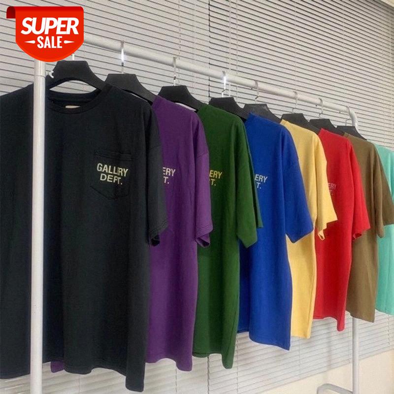 

European and American fashion brand Gallery Dept short-sleeved T-shirt GD limited letter printing men women trendy #7u34, White;black